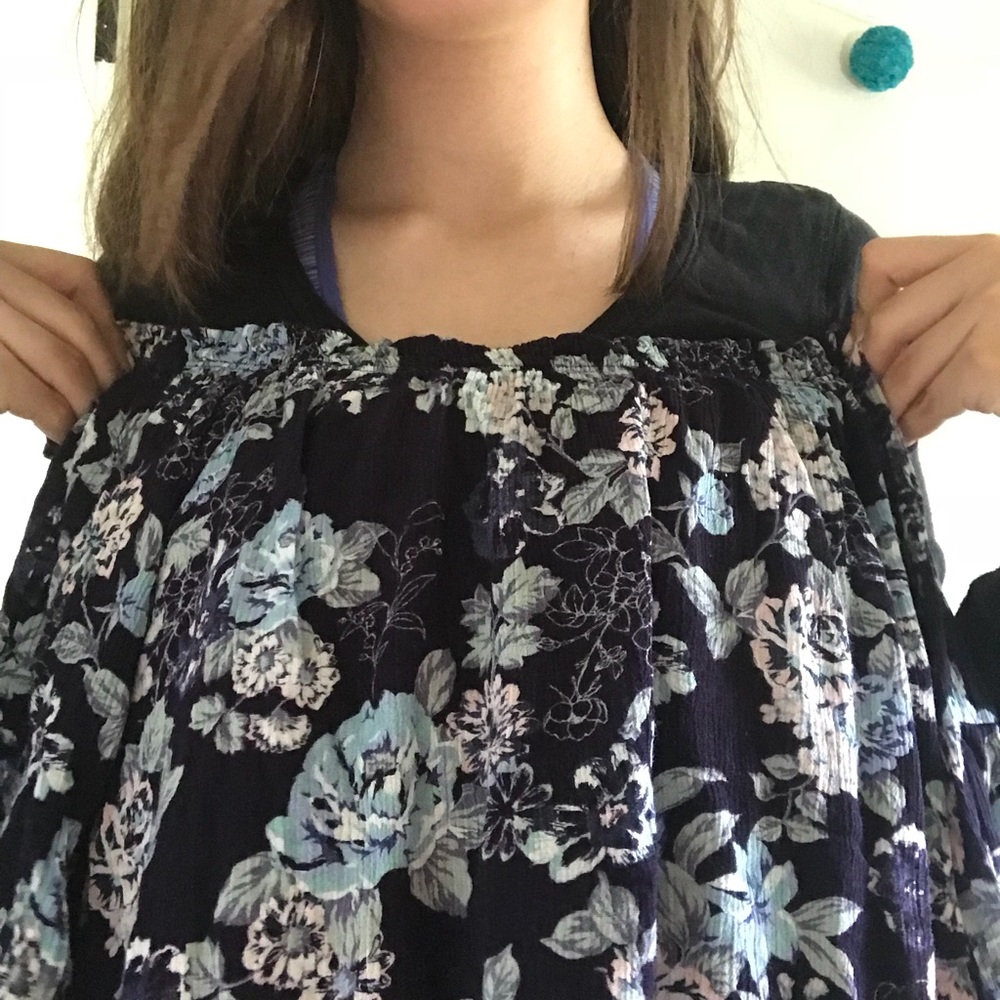 Off the shoulder floral blue top with straps